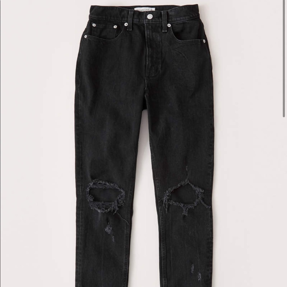 Ripped high rise mom jeans